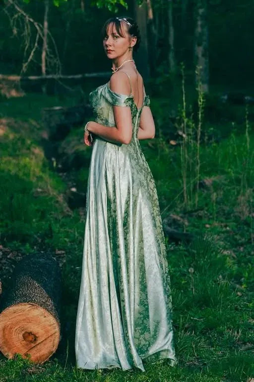 Elegant A-Line Cold Shoulder Cowl Neck Satin Maxi Dress With 3D Floral Print