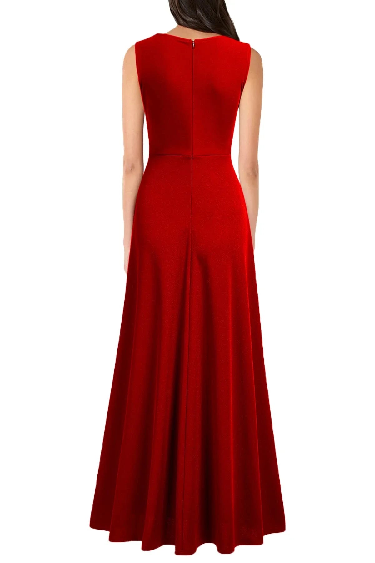 Elegant A-Line Deep V-Neck Sleeveless High-Slit Maxi Evening Dress