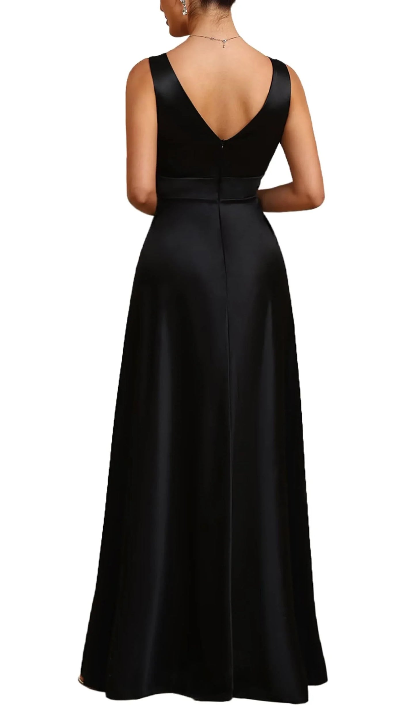 Elegant A-Line Deep V-Neck Sleeveless High-Slit Maxi Evening Dress