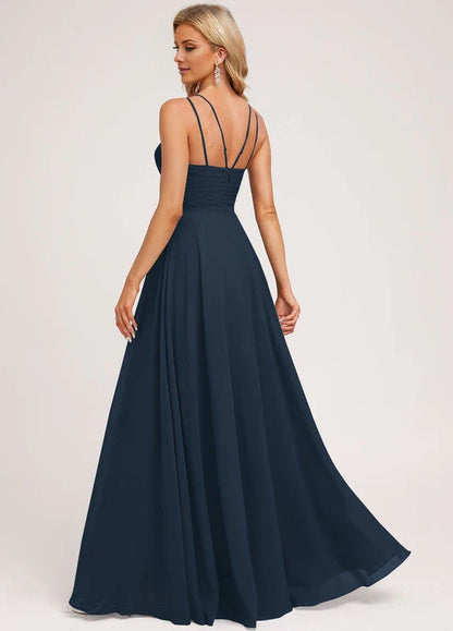 Elegant A-Line High Neck Crisscross Back Chiffon Maxi Evening Dress