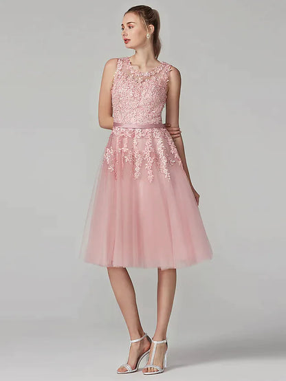 Back view of the A-line floral beaded cocktail dress, highlighting the beautiful back design.