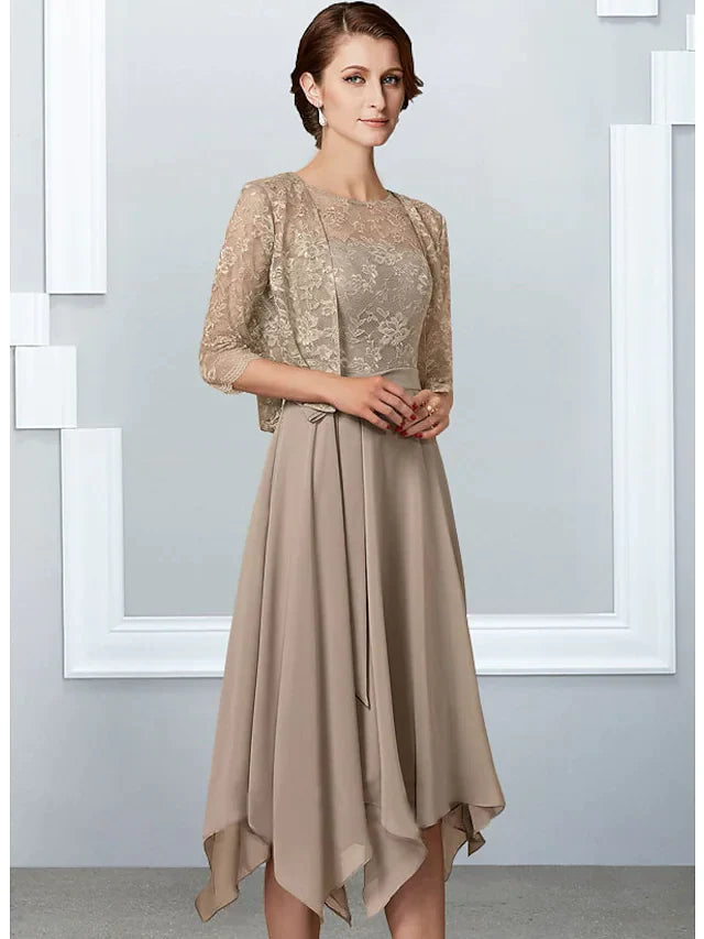 Back view of the A-line formal gown, showcasing its elegant silhouette.