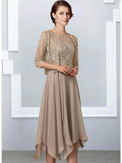 Back view of the A-line formal gown, showcasing its elegant silhouette.