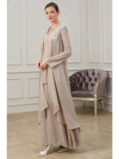Full length view of the A-Line Mother of the Bride dress, showcasing its elegant design.