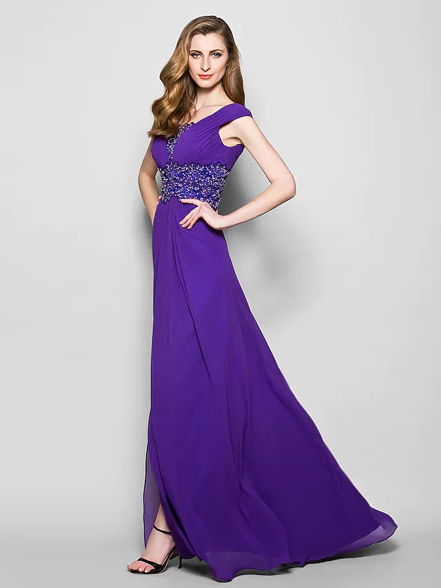 Full length view of the elegant mother of the bride dress.