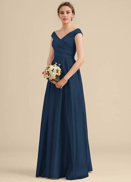 Elegant A-Line Off-Shoulder Ruched Chiffon Maxi Evening Dress