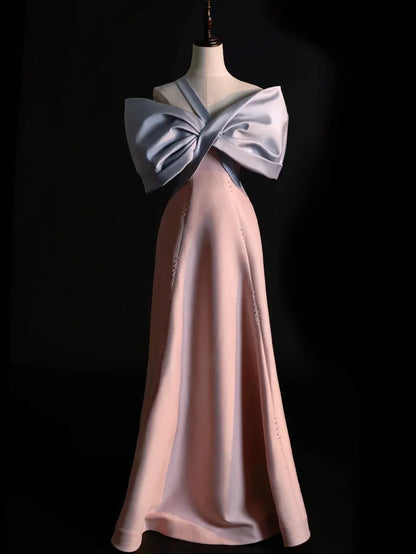 Elegant A-Line Off Shoulder Sleeveless Zipper Back Floor-Length Evening Gown
