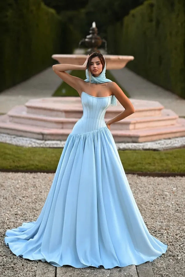 Elegant A-Line Strapless Sleeveless Backless Maxi Wedding Dress