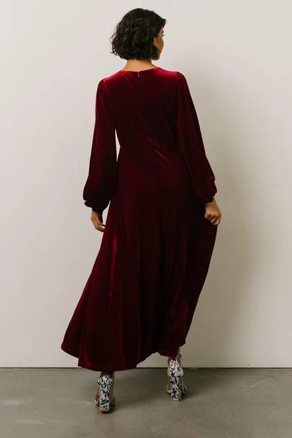 Elegant A-Line V-Neck Bishop Sleeve Maxi Evening Dress
