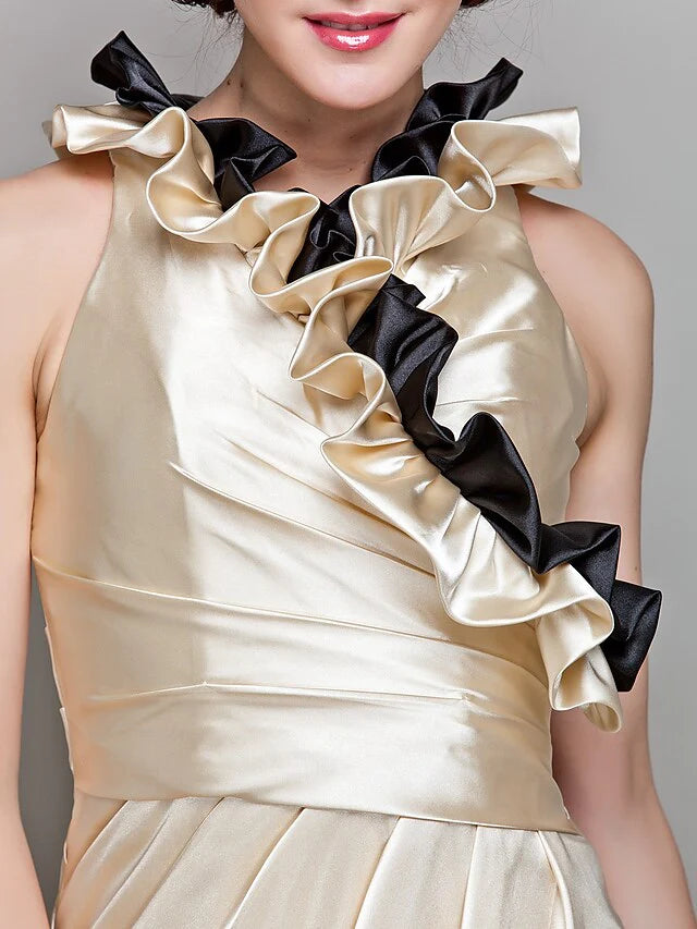 Front view of the Mother of the Bride dress, highlighting the V-neckline and included matching wrap.