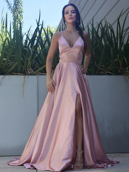 Back view of an A-line V-neck ruffled sleeveless dress, showcasing the flowing silhouette.