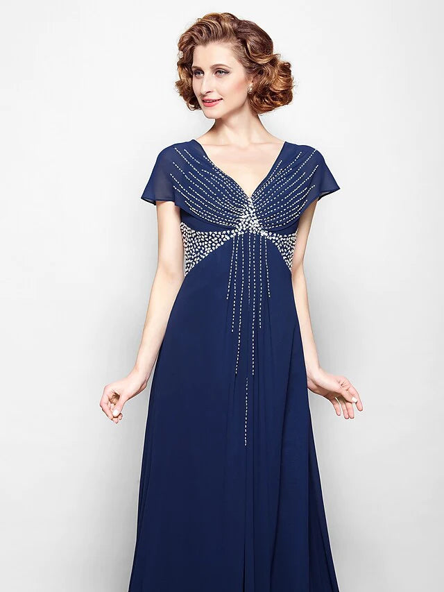 Back view of the A-line georgette dress, showcasing the elegant court train.