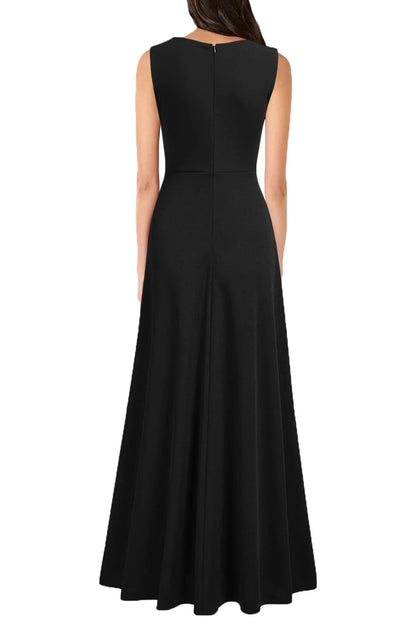 Elegant A-Line V-Neck Sleeveless Zipper-Back Maxi Evening Dress