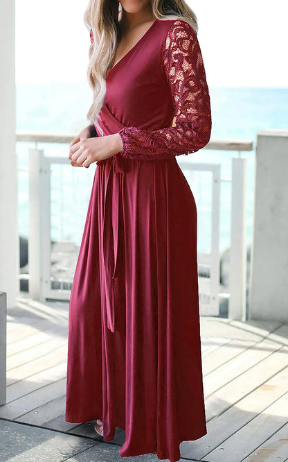 Elegant A-Line V-Neck Spaghetti Strap Cowl Back Maxi Evening Dress
