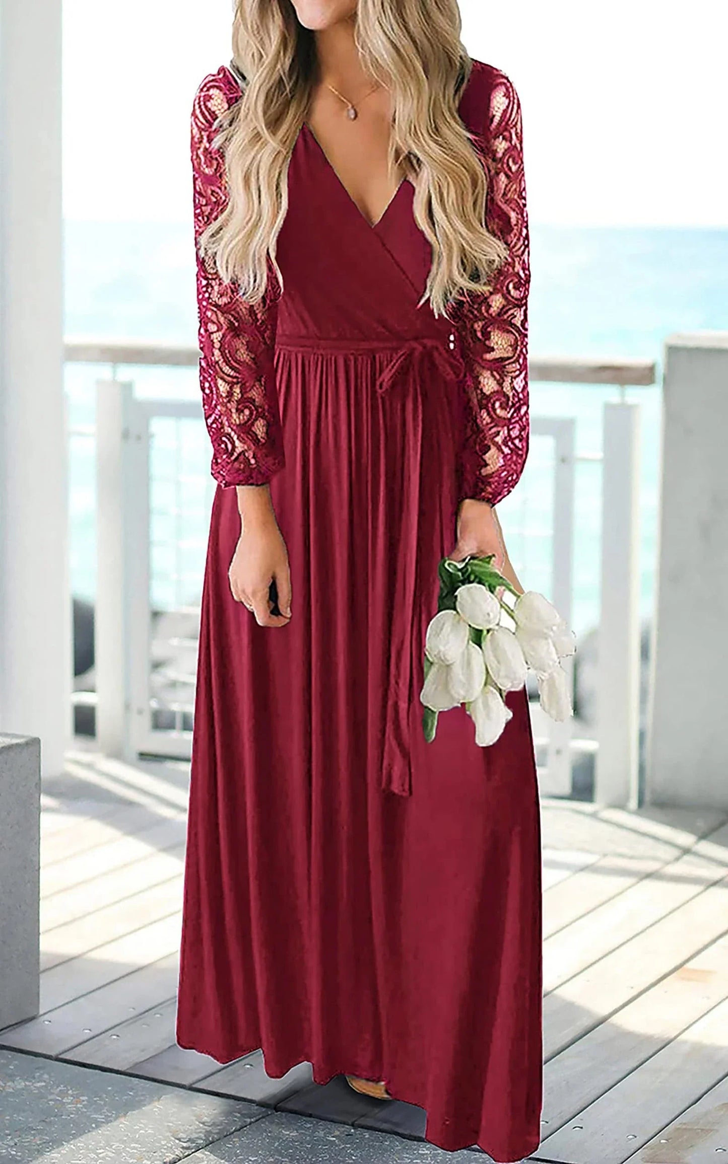 Elegant A-Line V-Neck Spaghetti Strap Cowl Back Maxi Evening Dress