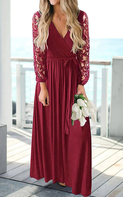 Elegant A-Line V-Neck Spaghetti Strap Cowl Back Maxi Evening Dress