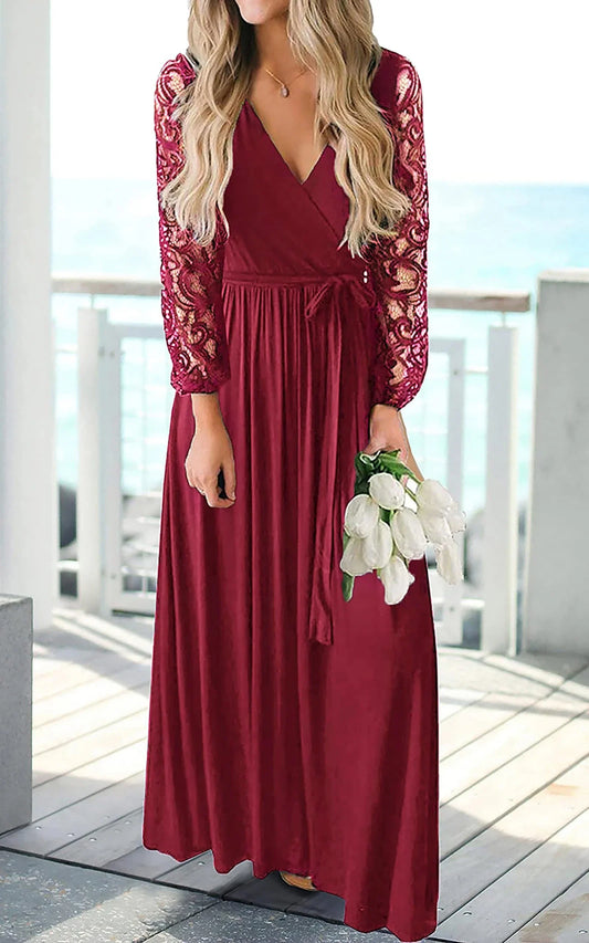 Elegant A-Line V-Neck Spaghetti Strap Cowl Back Maxi Evening Dress