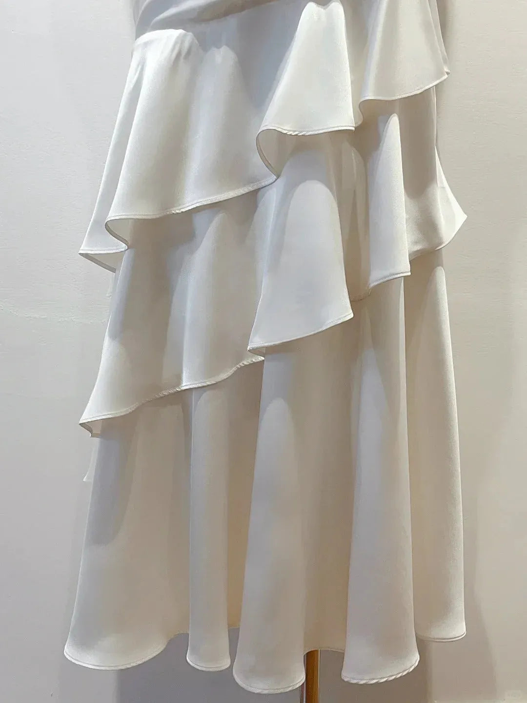 Elegant Asymmetrical One-Shoulder Ruched Ruffle Tiered Maxi Dress