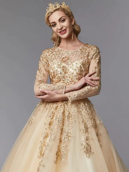 Back view of a glamorous wedding dress with a see-through backless design.