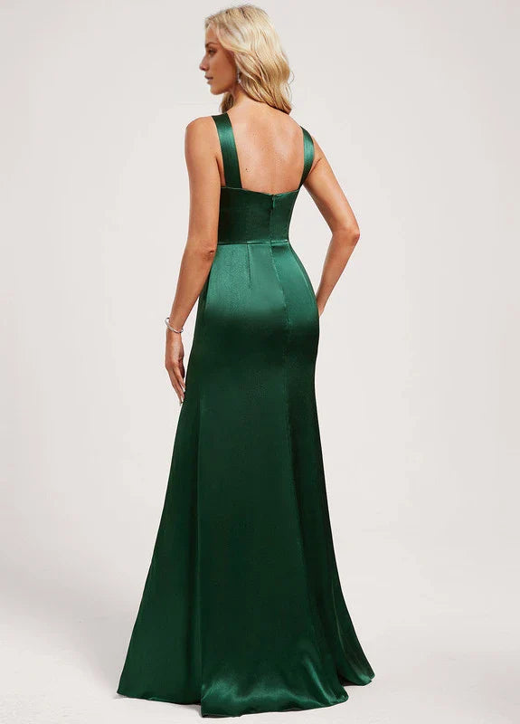 Elegant Mermaid Crisscross Halter Neck High-Slit Satin Maxi Evening Dress