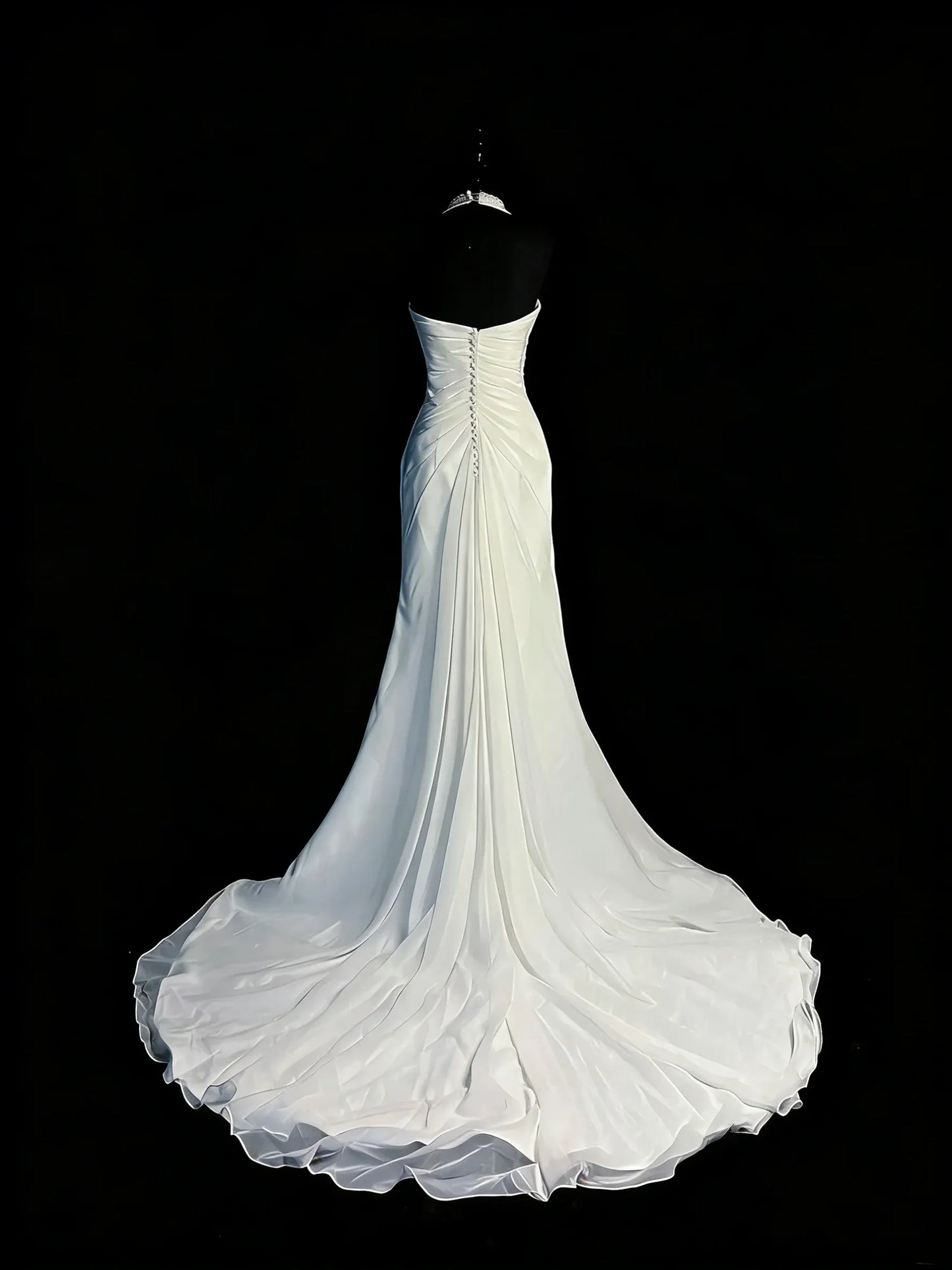 Elegant Mermaid Halter V-Neck Sleeveless Zipper Back Floor-Length Wedding Dress