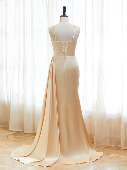 Elegant Mermaid One-Shoulder Sleeveless Crisscross-Lace-Up-Back Train Maxi Evening Dress