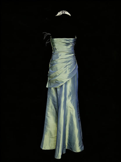 Elegant Mermaid Strapless Sweetheart Sleeveless Zip Back Floor-Length Evening Gown