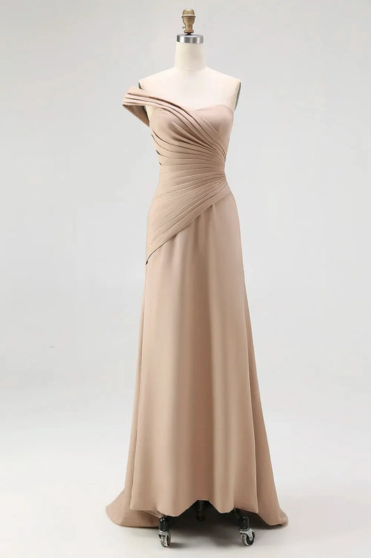 Elegant One-Shoulder Ruched Sheath Floor-Length Evening Dress