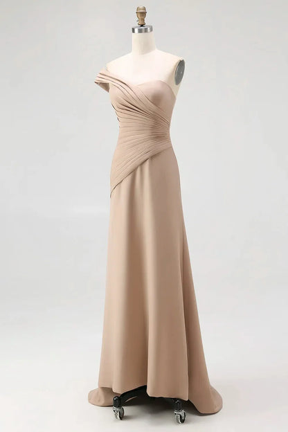 Elegant One-Shoulder Ruched Sheath Floor-Length Evening Dress