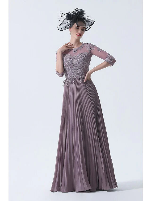 Back view of the plus size A-line dress, showing the flow of the skirt and sash.