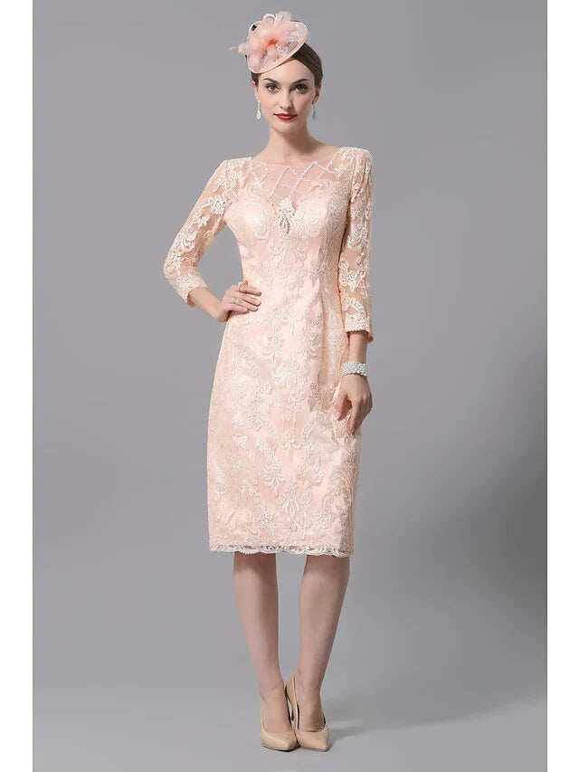 Back view of the elegant plus size dress, highlighting the bateau neckline and pleated details.