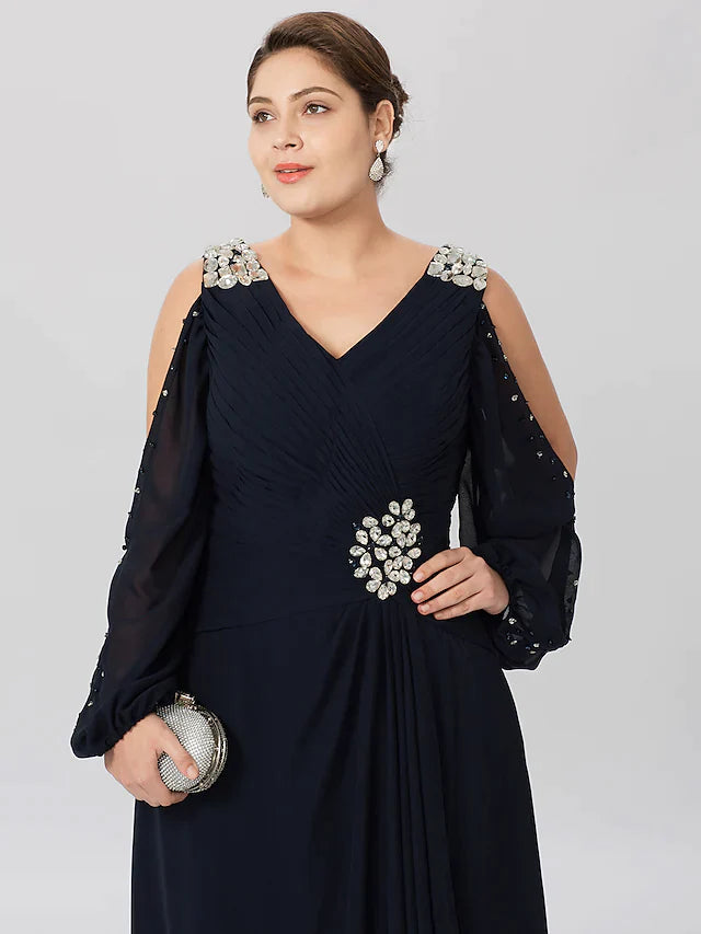 Back view of the luxurious plus size formal gown.