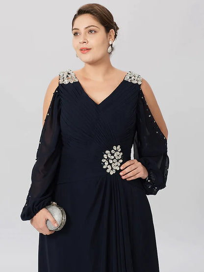 Back view of the luxurious plus size formal gown.