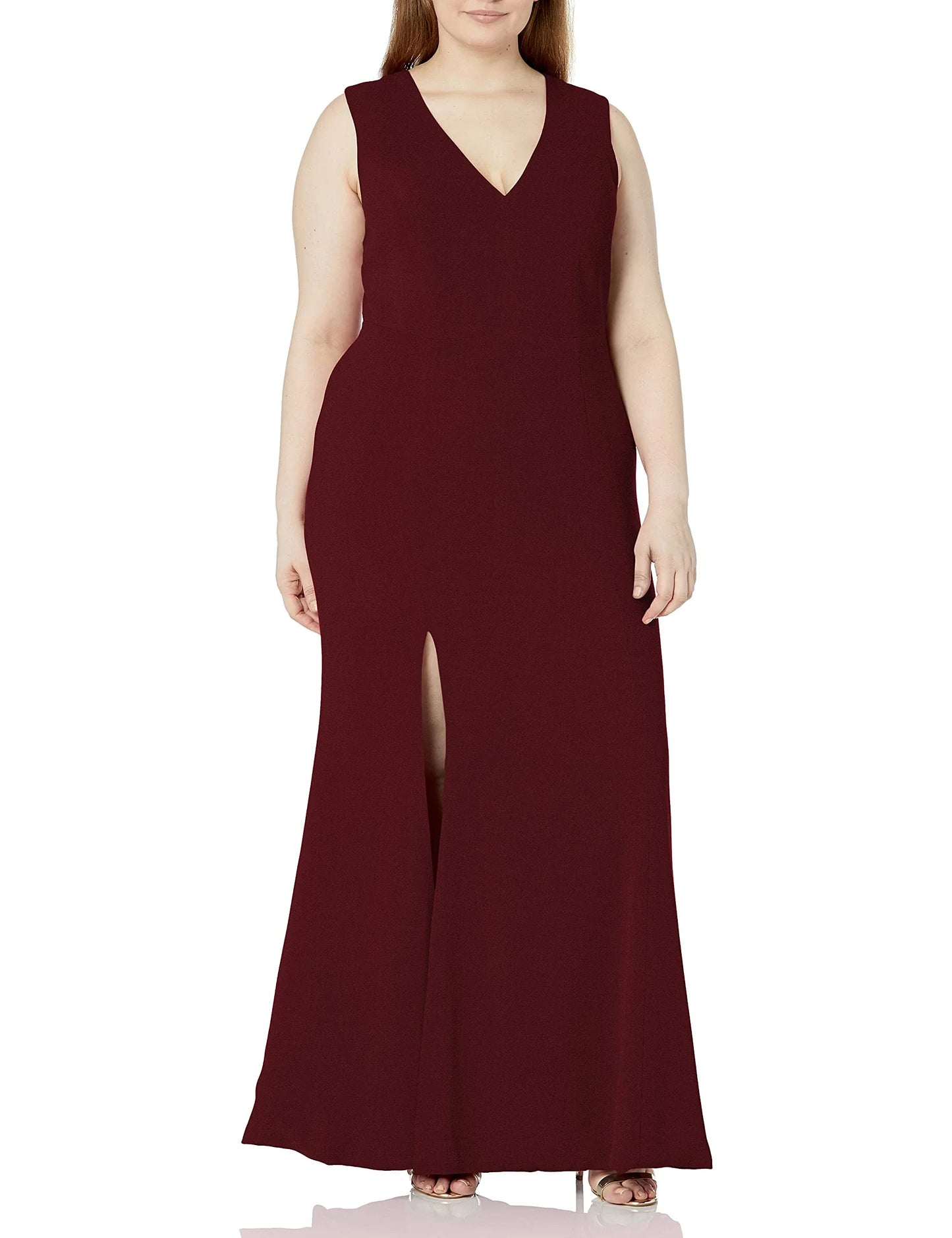 Elegant Plus Size V-Neck High-Slit Mermaid Maxi Evening Dress