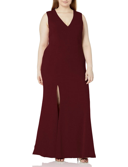 Elegant Plus Size V-Neck High-Slit Mermaid Maxi Evening Dress