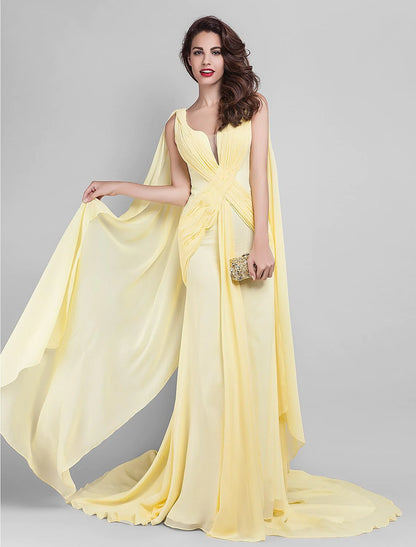 Detail of the criss-cross side draping on the elegant dress.