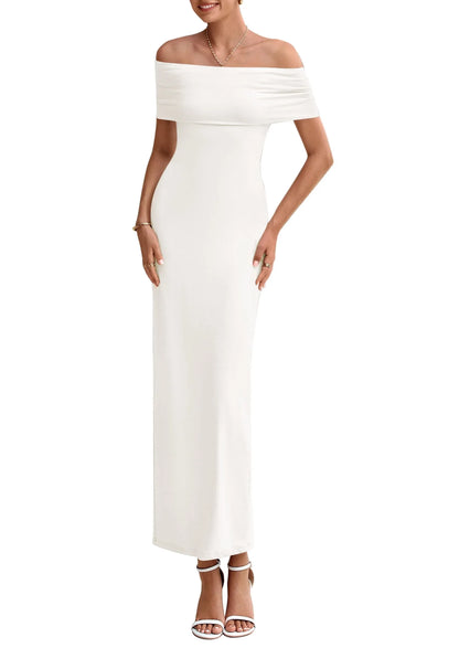 Elegant Sheath Off - Shoulder Strapless Back - Slit Floor - Length Evening Dress