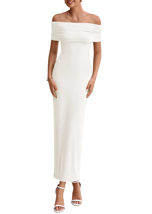 Elegant Sheath Off - Shoulder Strapless Back - Slit Floor - Length Evening Dress