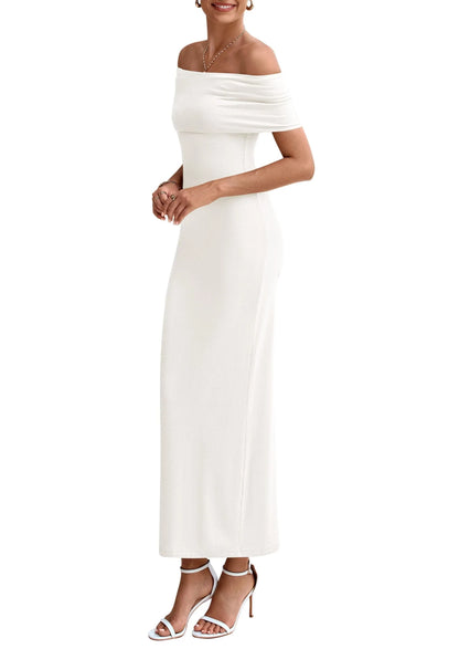 Elegant Sheath Off - Shoulder Strapless Back - Slit Floor - Length Evening Dress
