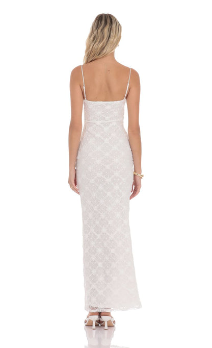 Elegant Sheath Spaghetti-Strap Embroidered Ivory Lace Midi-Length Prom Dresses