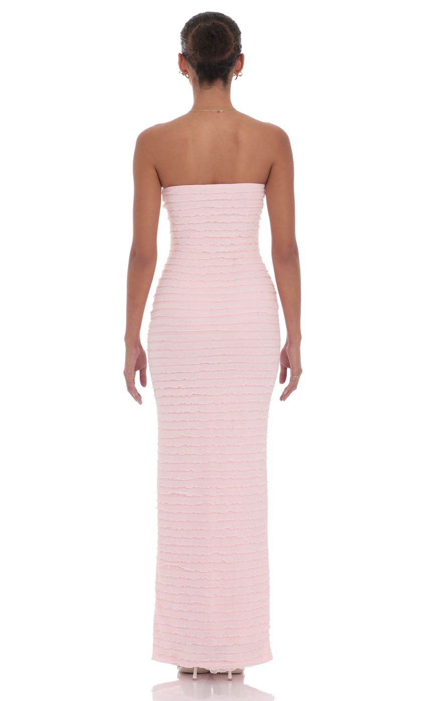 Elegant Sheath Strapless Sleeveless Open-Back Blush Ruched Chiffon Floor-Length Prom Dresses