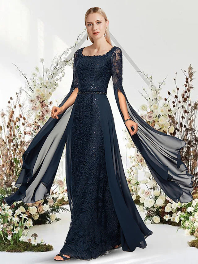 Back view of the elegant chiffon empire dress.