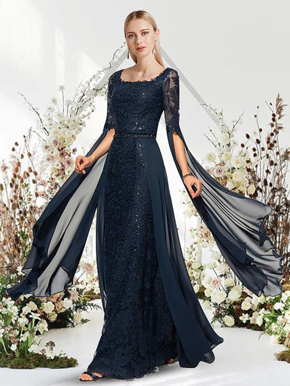 Back view of the elegant chiffon empire dress.