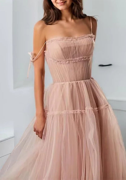 Elegant Square Neck Satin Mermaid Maxi Evening Dress with Crisscross Lace-Up Back High-Slit and Choker Detail