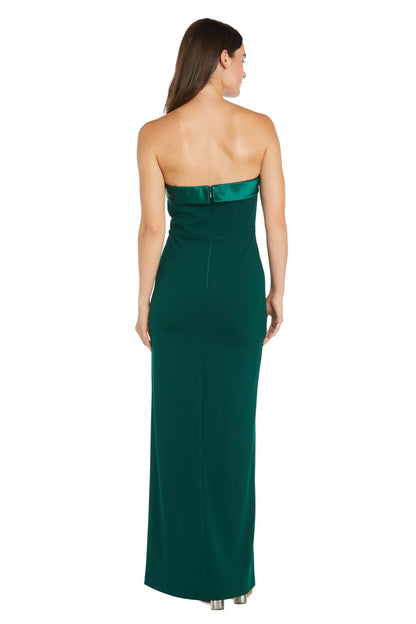 Elegant Strapless Bow - Detail High - Slit Maxi Evening Dress