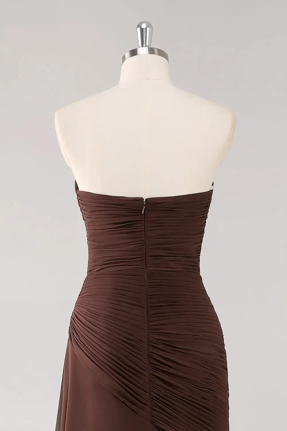 Elegant Strapless Ruched Asymmetric Tiered Floor-Length Evening Dress