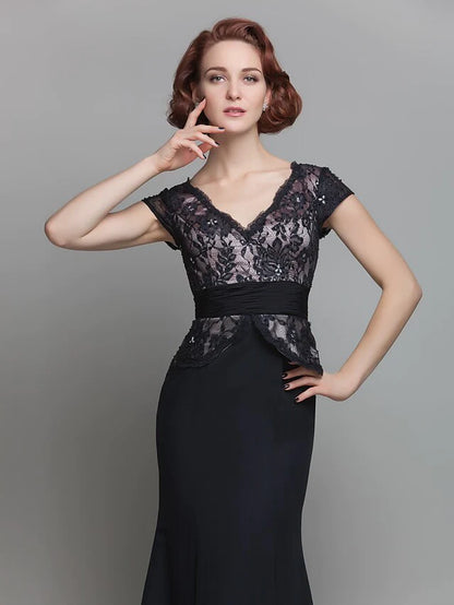 Close-up of the ruched bodice and delicate beading on the Mother of the Bride dress.