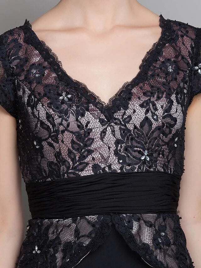 Mother of the Bride dress in motion, emphasizing the elegant drape of the chiffon fabric.