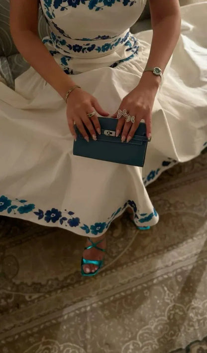 Elegant A-Line Halter Neck Sleeveless Floral Satin Floor-Length Evening Dress