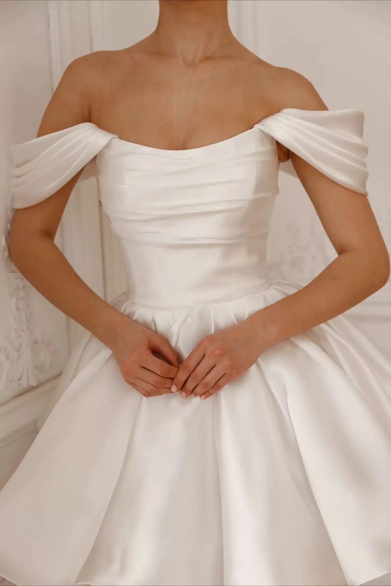 Charming A-Line Off-Shoulder Draped Sleeve White Short Homecoming Dress with Lace-Up Back